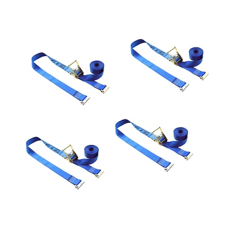 Tie 4 Safe 2 x 20' E Track Ratchet Straps w/ E Clips, WLL- 1,000 lbs., PK4 RT06-20M23B-4